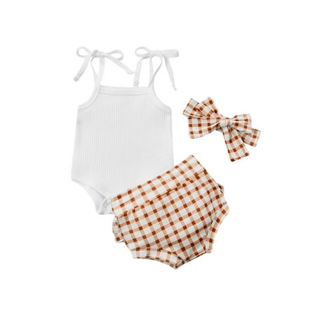 Canrulo Newborn Infant Baby Girls Clothes Sleeveless Romper Flower Plaid Print Shorts Outfits Yellow 3-6 Months
Canrulo Newborn Infant Baby Girls Clothes Sleeveless Romper Flower Plaid Print Shorts Outfits Yellow 3-6 Months