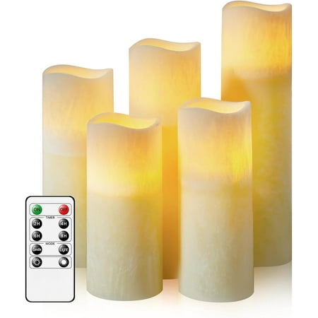 Remote LED Flameless Candles - Natural Wax Timable Lighting 5-Piece Set (D2.2 x H 5 5.5 6 7 8)
Remote LED Flameless Candles - Natural Wax Timable Lighting 5-Piece Set (D2.2 x H 5 5.5 6 7 8)