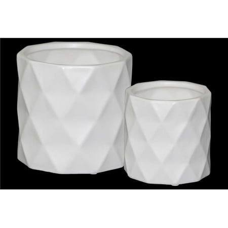 Ceramic Cylindrical Pot with Wide Mouth & Embossed Diamond Design Body Matte Finish White - Set of 2
Ceramic Cylindrical Pot with Wide Mouth & Embossed Diamond Design Body Matte Finish White - Set of 2