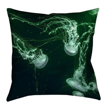 ArtVerse Katelyn Smith Green Jellyfis Pillow - Spun Polyester with concealed zipper