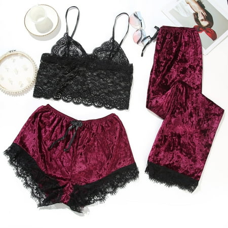 Ykohkofe Women s Sexy Pajamas Lace Velvet Solid Color Lace Three-Piece Pajamas Nightdress Underwear Sleepwear
Ykohkofe Women s Sexy Pajamas Lace Velvet Solid Color Lace Three-Piece Pajamas Nightdress Underwear Sleepwear