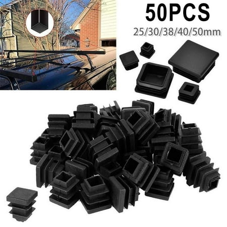 50Pcs 25mm Plastic Black Blanking End Cap Square Tube Inserts Pipe Box
