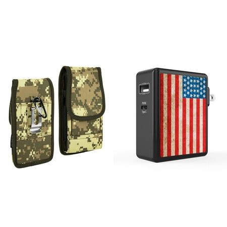 Pouch and Wall Charger Bundle for Nothing Phone 1: Vertical Rugged Nylon Belt Holster Case (Digital Camo) and 45W Dual USB Port PD Type-C and USB-A Power Adapter (Vintage American Flag)
Pouch and Wall Charger Bundle for Nothing Phone 1: Vertical Rugged Nylon Belt Holster Case (Digital Camo) and 45W Dual USB Port PD Type-C and USB-A Power Adapter (Vintage American Flag)