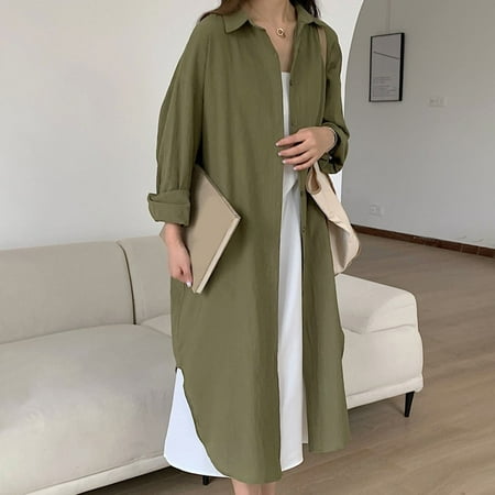 KDJ Women Spring Loose Long Sleeve Shirt Dress Fashion Casual Sunscreen Blouse Dress
KDJ Women Spring Loose Long Sleeve Shirt Dress Fashion Casual Sunscreen Blouse Dress