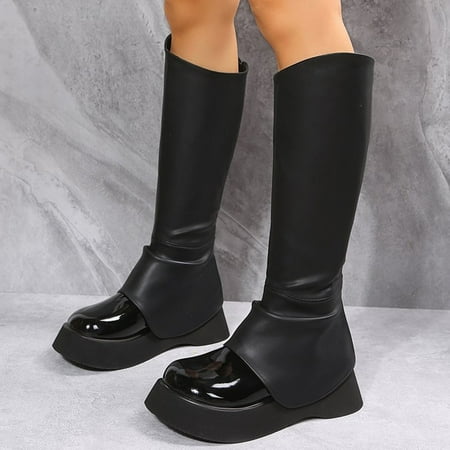 NEGJ Ladies Fashion Solid Color Leather Round Head Slim Back Zipper Platform Long Boots
NEGJ Ladies Fashion Solid Color Leather Round Head Slim Back Zipper Platform Long Boots