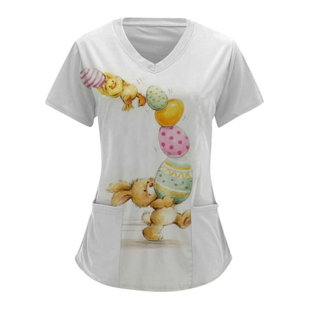 TAIAOJING Scrubs for Women Workwear Comfotable Easter Day Printed Short Sleeve V Neck Holiday Fun Patterned Working Tshirts Blouse Tops With Pockets
TAIAOJING Scrubs for Women Workwear Comfotable Easter Day Printed Short Sleeve V Neck Holiday Fun Patterned Working Tshirts Blouse Tops With Pockets