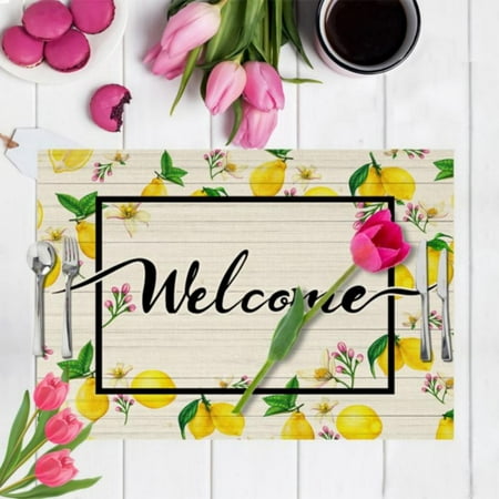 Xinhuaya Elegant Lemon Placemats Washable Woven Linen Placemat Non-Slip Heat Resistant Kitchen Table Mat Easy to Clean Dining Table Decor
Xinhuaya Elegant Lemon Placemats Washable Woven Linen Placemat Non-Slip Heat Resistant Kitchen Table Mat Easy to Clean Dining Table Decor