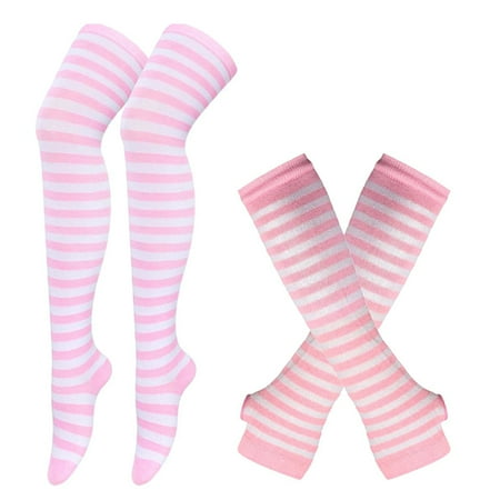 Asashitenel Women Halloween Cosplay Gloves Socks Set Striped Knitted Over Knee High Socks + Fingerless Arm Sleeve Gloves for Ladies
Asashitenel Women Halloween Cosplay Gloves Socks Set Striped Knitted Over Knee High Socks + Fingerless Arm Sleeve Gloves for Ladies