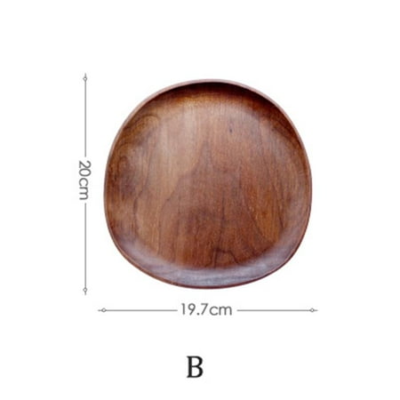 1pc Wood Dinner Plates Irregular Oval Solid Wood Plates