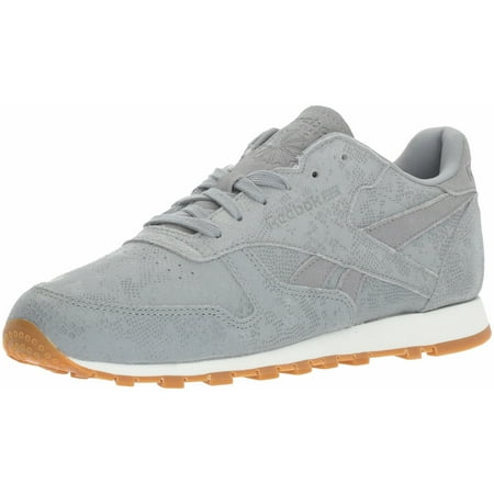 Reebok Women's CL LTHR Clean Exotic Print Track Shoe 10.5 Flint Grey/Chalk/Gum