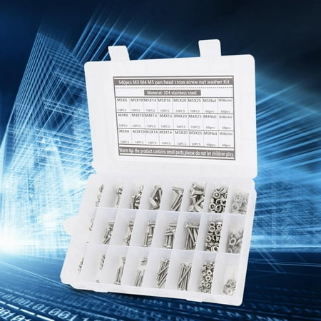 540Pcs Pan Head Hex Socket Screw Set 304 Stainless Steel M3 M4 M5 + 1Pc Screwdriver
540Pcs Pan Head Hex Socket Screw Set 304 Stainless Steel M3 M4 M5 + 1Pc Screwdriver