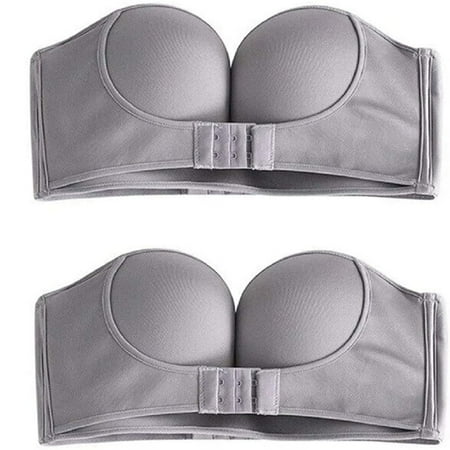 Wome 2PC Strapless Non-Slip Adjustment Rimless Dress Bra