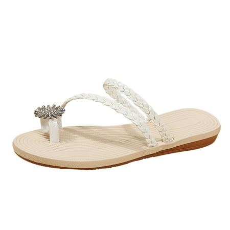 Mesh Slippers for Women Ladies Fashion Summer Solid Color Leather Rhinestone Clip Toe Straw Woven Flat Slippers
Mesh Slippers for Women Ladies Fashion Summer Solid Color Leather Rhinestone Clip Toe Straw Woven Flat Slippers