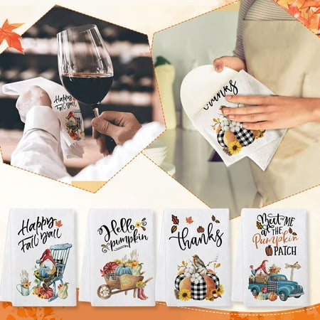 YGR 4pcs Welcome Fall Kitchen Welcome Hand Towels Rag Maple Leaves Pumkin Gnomes Flowers Dishcloth Home Decor Soft
YGR 4pcs Welcome Fall Kitchen Welcome Hand Towels Rag Maple Leaves Pumkin Gnomes Flowers Dishcloth Home Decor Soft