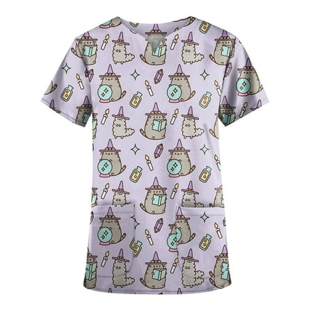 TKing Fashion Women Plus Size Scrubs Top V-Neck Short Sleeve Fruit Print Pockets Work Blouse for Women Purple L
TKing Fashion Women Plus Size Scrubs Top V-Neck Short Sleeve Fruit Print Pockets Work Blouse for Women Purple L