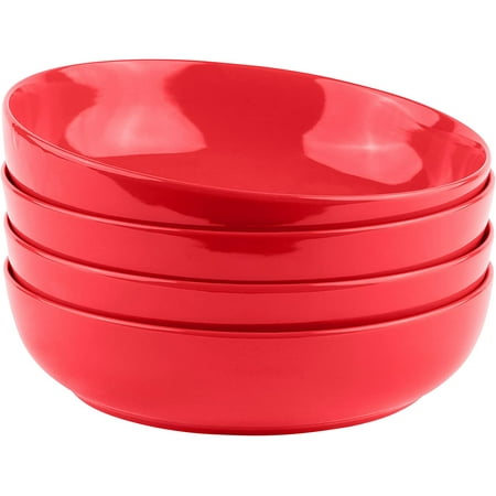 Kook Porcelain Pasta Bowl Set 40 Oz Set of 4 Red