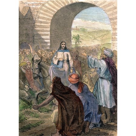 Jesus In Jerusalem Nthe Entry Of Jesus Into Jerusalem (Matthew 21 89) Wood Engraving American 19Th Century Poster Print by Granger Collection