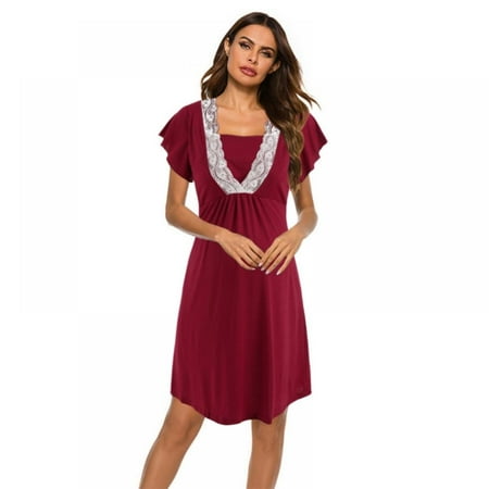 Women s Maternity Nightgown Short Sleeve Nursing Dress Lace Trim V Neck Night Sleepwear Soft Nightshirt
Women s Maternity Nightgown Short Sleeve Nursing Dress Lace Trim V Neck Night Sleepwear Soft Nightshirt