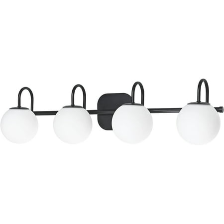 DTLYH Vintage Bathroom Light Fixtures 4-Lights Black Mid Century Vanity Lights with Milk White Glass Globe Shade Vintage Wall Sconces Lighting Bath Vanity Lights Bar Over Mirror(Exclude G
DTLYH Vintage Bathroom Light Fixtures 4-Lights Black Mid Century Vanity Lights with Milk White Glass Globe Shade Vintage Wall Sconces Lighting Bath Vanity Lights Bar Over Mirror(Exclude G