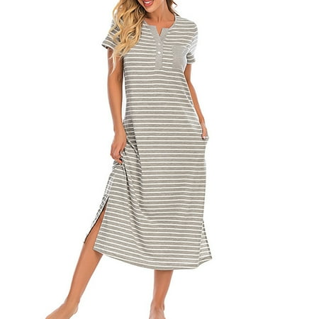 Monfince Women Soft Loose Nightdress Loungewear Long Striped Nightgowns Short Sleeve Henley Button Down House Dress Sleepwear
Monfince Women Soft Loose Nightdress Loungewear Long Striped Nightgowns Short Sleeve Henley Button Down House Dress Sleepwear