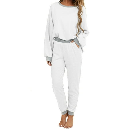 Women s Autumn And Winter Fashion Solid Color Round Neck Long-Sleeved T-Shirts Home Wear Pajamas Suit Loose Trousers Casual Suit
Women s Autumn And Winter Fashion Solid Color Round Neck Long-Sleeved T-Shirts Home Wear Pajamas Suit Loose Trousers Casual Suit