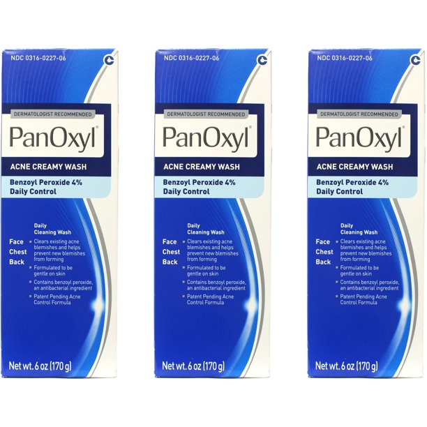 3 Pack - Panoxyl 4 Benzoyl Peroxide Acne Foaming Face Wash 4% 6oz Each