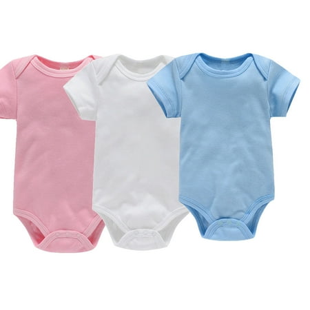 Baby Boy or Girl Gender Neutral Bodysuits Variety Short Sleeve 3-Pack