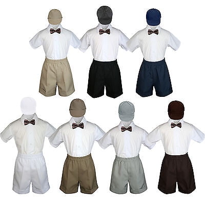 4pc Set Boy Toddler Formal Brown Bow Tie White Gray Navy Khaki Shorts + Hat S-4T
4pc Set Boy Toddler Formal Brown Bow Tie White Gray Navy Khaki Shorts + Hat S-4T