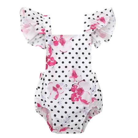 Infant Baby Girls Summer Bodysuit Fly Sleeve Square Neck Floral Printed Dot Jumpsuit
Infant Baby Girls Summer Bodysuit Fly Sleeve Square Neck Floral Printed Dot Jumpsuit