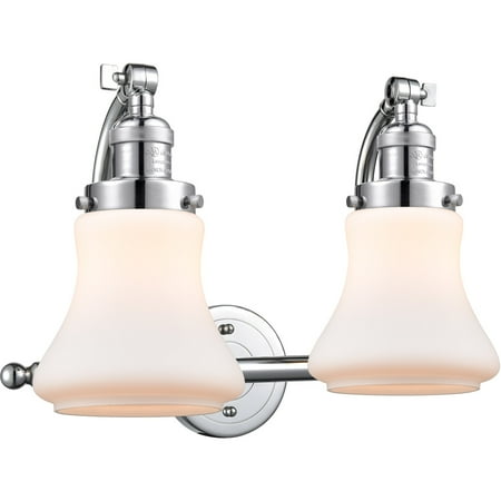 Polished Chrome Tone Bathroom Vanity 18 Wide Matte White Glass Steel/Cast Brass Medium Base LED 2 Light Fixture
Polished Chrome Tone Bathroom Vanity 18 Wide Matte White Glass Steel/Cast Brass Medium Base LED 2 Light Fixture