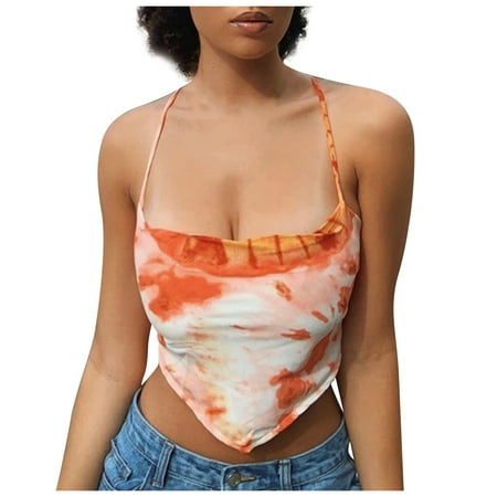 Lirclo Fashion Womens Sexy Tie-Dye Taping Backless Hanging Neck Sling Wrap Bra Top Orange L
Lirclo Fashion Womens Sexy Tie-Dye Taping Backless Hanging Neck Sling Wrap Bra Top Orange L
