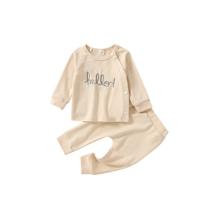 Sunisery Newborn Infant Baby Boys Girls Clothes Set Hello Letter Tops Pants Autumn Spring Outfits Beige 18-24 Months
Sunisery Newborn Infant Baby Boys Girls Clothes Set Hello Letter Tops Pants Autumn Spring Outfits Beige 18-24 Months