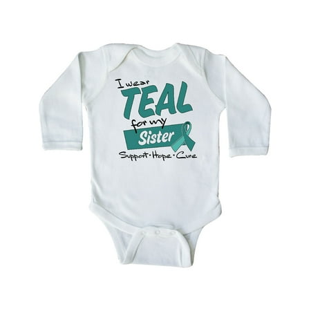Inktastic I Wear Teal for my Sister-Support Hope Cure Gift Baby Boy or Baby Girl Long Sleeve Bodysuit 
Inktastic I Wear Teal for my Sister-Support Hope Cure Gift Baby Boy or Baby Girl Long Sleeve Bodysuit