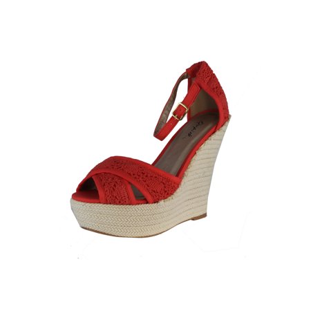 Qupid Women s Finder-161 Wedge Sandals Coral 9