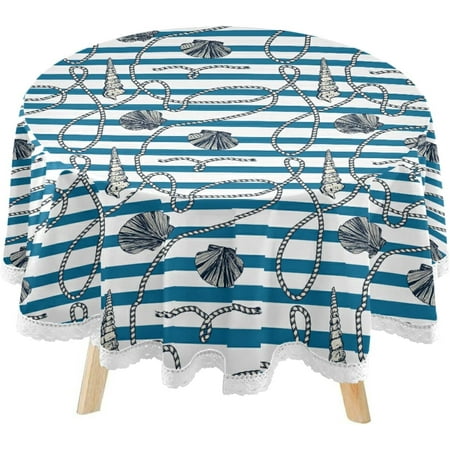 Hyjoy Summer Seashells Round Tablecloth 60inch Indoor Wrinkle Free Blue Stripes Circular Lace Table Cover Washable for Kitchen Party BBQ Dining Decor
Hyjoy Summer Seashells Round Tablecloth 60inch Indoor Wrinkle Free Blue Stripes Circular Lace Table Cover Washable for Kitchen Party BBQ Dining Decor