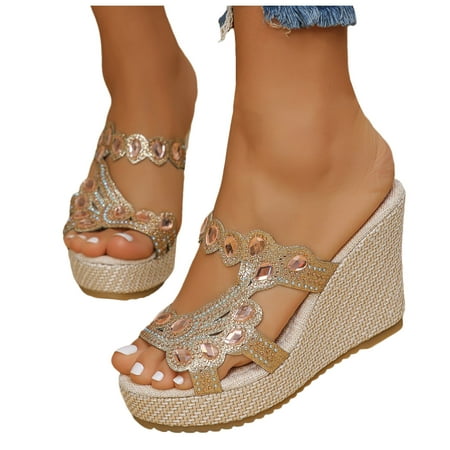 ZIZOCWA Wedge Sandals for Women Low Heel Ladies Summer Rhinestone Leather Thick Bottom Large Size Wedge Sandals Slippers Rose Gold Size8.5
ZIZOCWA Wedge Sandals for Women Low Heel Ladies Summer Rhinestone Leather Thick Bottom Large Size Wedge Sandals Slippers Rose Gold Size8.5