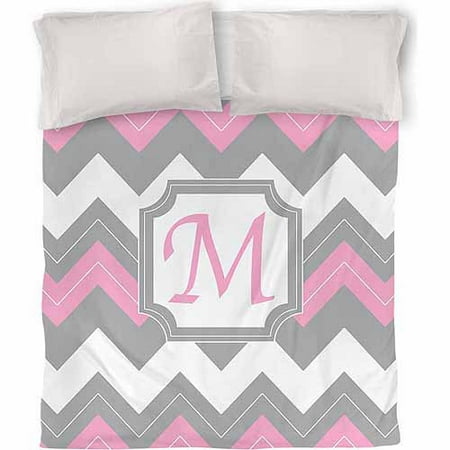 IDG Chevron Monogram Duvet Cover, Pink