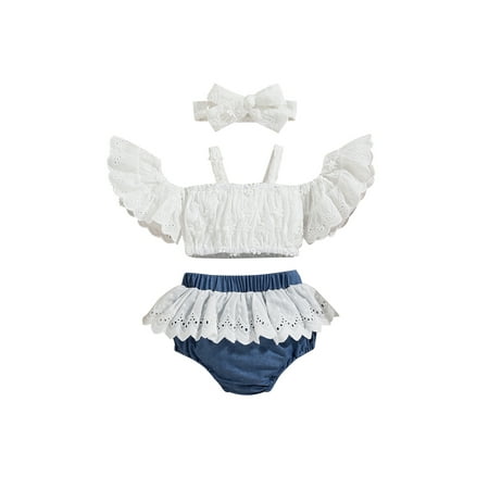 wybzd Infant Baby Girls Clothes Lace Floral Strap Short Sleeve Tops+Ruffle Denim Shorts+Headband Outfits White 6-9 Months
wybzd Infant Baby Girls Clothes Lace Floral Strap Short Sleeve Tops+Ruffle Denim Shorts+Headband Outfits White 6-9 Months