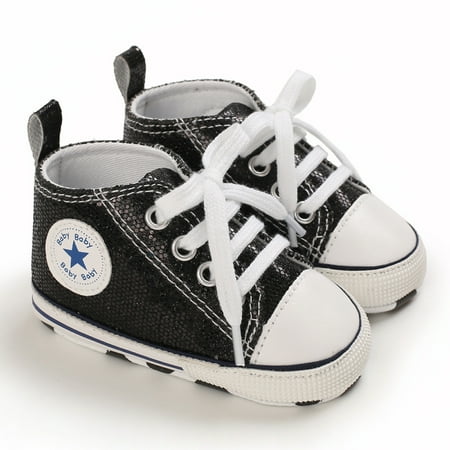 Baby Casual Sequin Sneakers Non Slip Lace Up Toddler Shoes Spring And Autumn