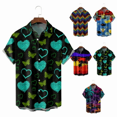 Adult Beach Hawaii Shirts Front-Pocket Party Bowling Shirts for Men Women