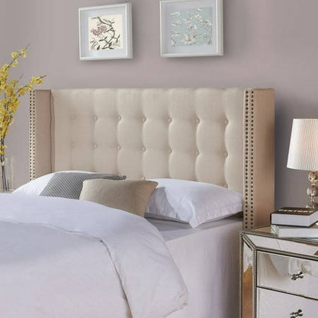 Better Homes and Gardens Wingback Tufted Upholstered Headboard King\/Cal King Ricepaper
