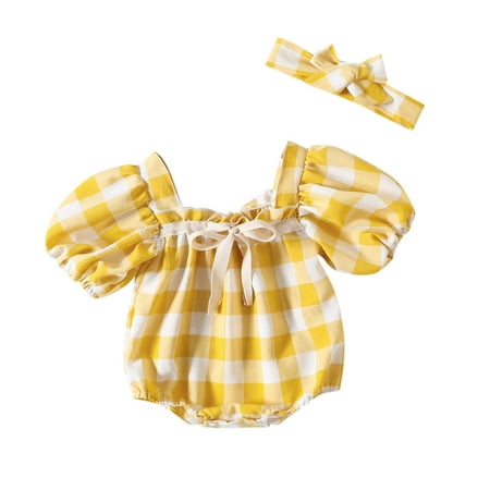 Toddler Baby Girls Climbing Clothes Short Sleeve Plaid Prints Romper Bodysuits Headbands Set For 9-12 Months
Toddler Baby Girls Climbing Clothes Short Sleeve Plaid Prints Romper Bodysuits Headbands Set For 9-12 Months