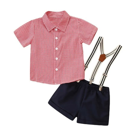Kids Toddler Boy Outfits Comfy Baby Clothing Sets Plaid Short Sleeve Shirt Top Back Strap Shorts Suit For 3 To 24 Months Soft Outerwear Suits Red 9-12Months
Kids Toddler Boy Outfits Comfy Baby Clothing Sets Plaid Short Sleeve Shirt Top Back Strap Shorts Suit For 3 To 24 Months Soft Outerwear Suits Red 9-12Months