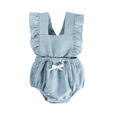 Eleluny Infant Baby Girls Plain Romper Jumpsuit Ruffle Playsuit Casual Clothes Blue 0-6M
Eleluny Infant Baby Girls Plain Romper Jumpsuit Ruffle Playsuit Casual Clothes Blue 0-6M