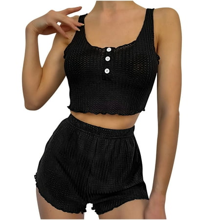 Inkach Home Leisure Sets For Women 2 Piece Knit Ruffle Hem Cami Lounge Set Comfortable Pajamas
Inkach Home Leisure Sets For Women 2 Piece Knit Ruffle Hem Cami Lounge Set Comfortable Pajamas