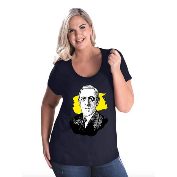 Woodrow Wilson American President Women's Curvy Plus Size Scoopneck Tee