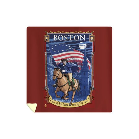 Boston, Massachusetts - Old North Church and Paul Revere - Lantern Press Artwork (88x88 Queen Microfiber Duvet Cover)