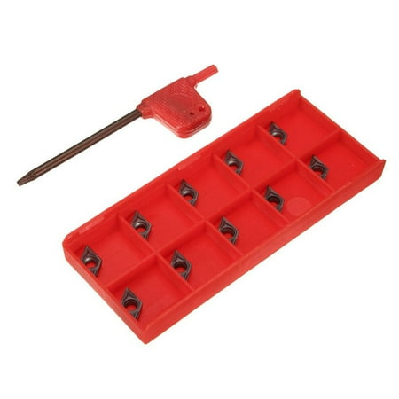 10Pcs Dcmt0702 Em Ybc205 Carbide Inserts + Wrench For Lathe Turning Bar
