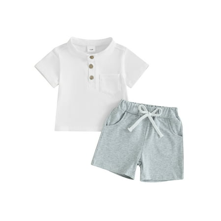 Bslissey Toddler Baby Boys Summer Clothes 6M 12M 18M 24M 3T Solid Color Short Sleeve Henley T-Shirt + Elastic Waist Shorts 2Pcs Outfits Infant Casual Short Pants Sets
Bslissey Toddler Baby Boys Summer Clothes 6M 12M 18M 24M 3T Solid Color Short Sleeve Henley T-Shirt + Elastic Waist Shorts 2Pcs Outfits Infant Casual Short Pants Sets