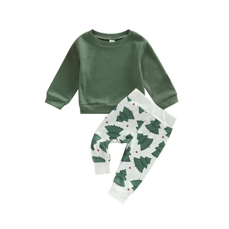 Bagilaanoe 2Pcs Newborn Baby Girl Boy Christmas Outfits Waffle Long Sleeve Pullover Tops + Christmas Tree Print Trousers 6M 12M 18M 24M Infant Fall Long Pants Set
Bagilaanoe 2Pcs Newborn Baby Girl Boy Christmas Outfits Waffle Long Sleeve Pullover Tops + Christmas Tree Print Trousers 6M 12M 18M 24M Infant Fall Long Pants Set